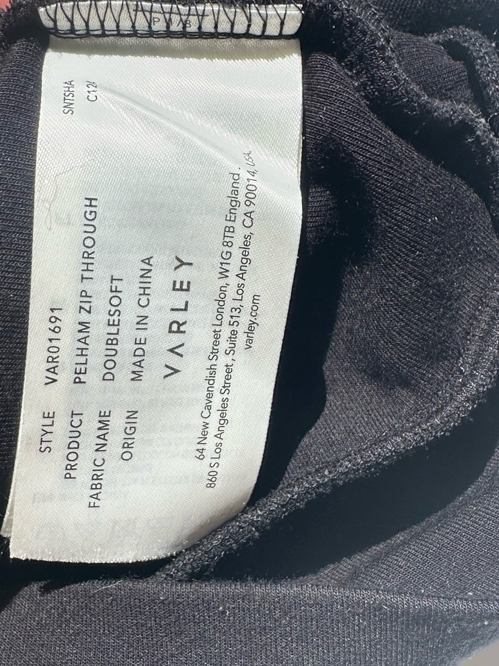 Varley Pelham Zip Through Black Zip-Front Black Women's Sweatshirt Jacket, XXS - Picture 14 of 16